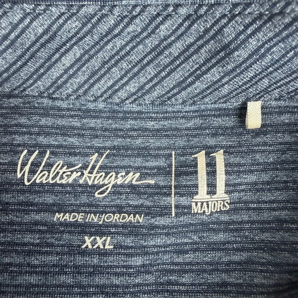 Walter Hagen Polo Shirt Mens XXL Blue Striped Short‎ Sleeve 11 Majors Golf Top